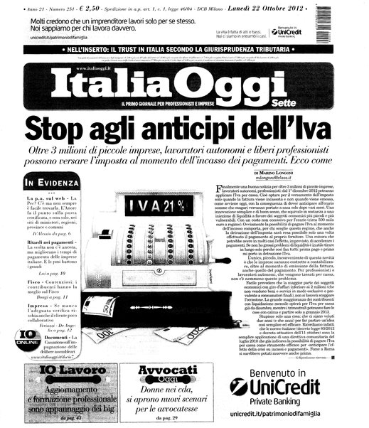 Italia oggi : quotidiano di economia finanza e politica